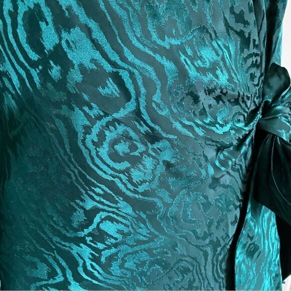 INTERMIX Birdie Silk Wrap Midi Dress in Emerald Green Size S - Picture 2 of 8